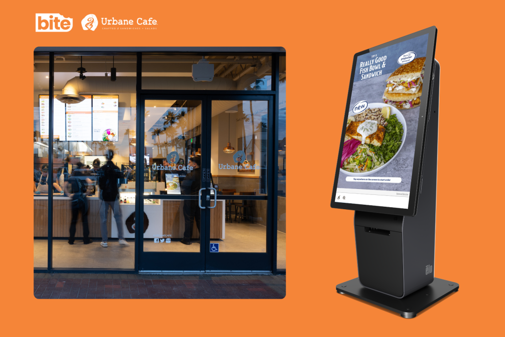 A graphic of an Urbane Cafe location and a Bite Kiosk